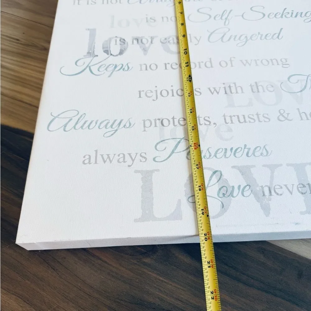 Love Never Fails Corinthians Bible Verse Canvas Wall Decor